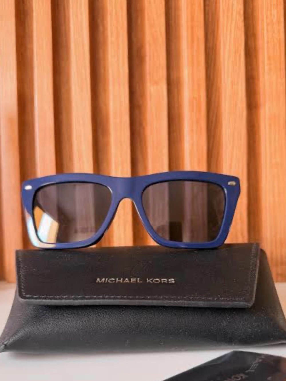 Michael Kors Navy Blue Square Sunglasses with Dark Lenses